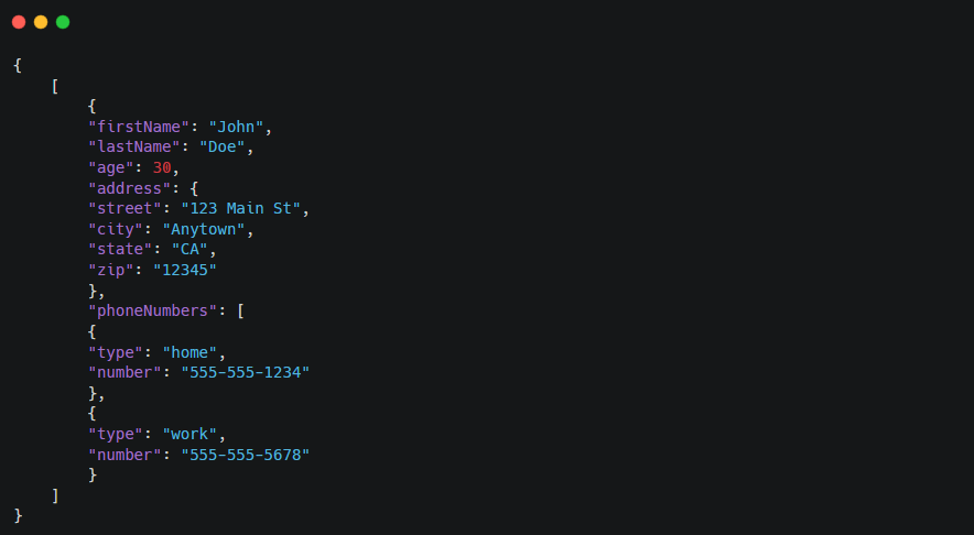 json example